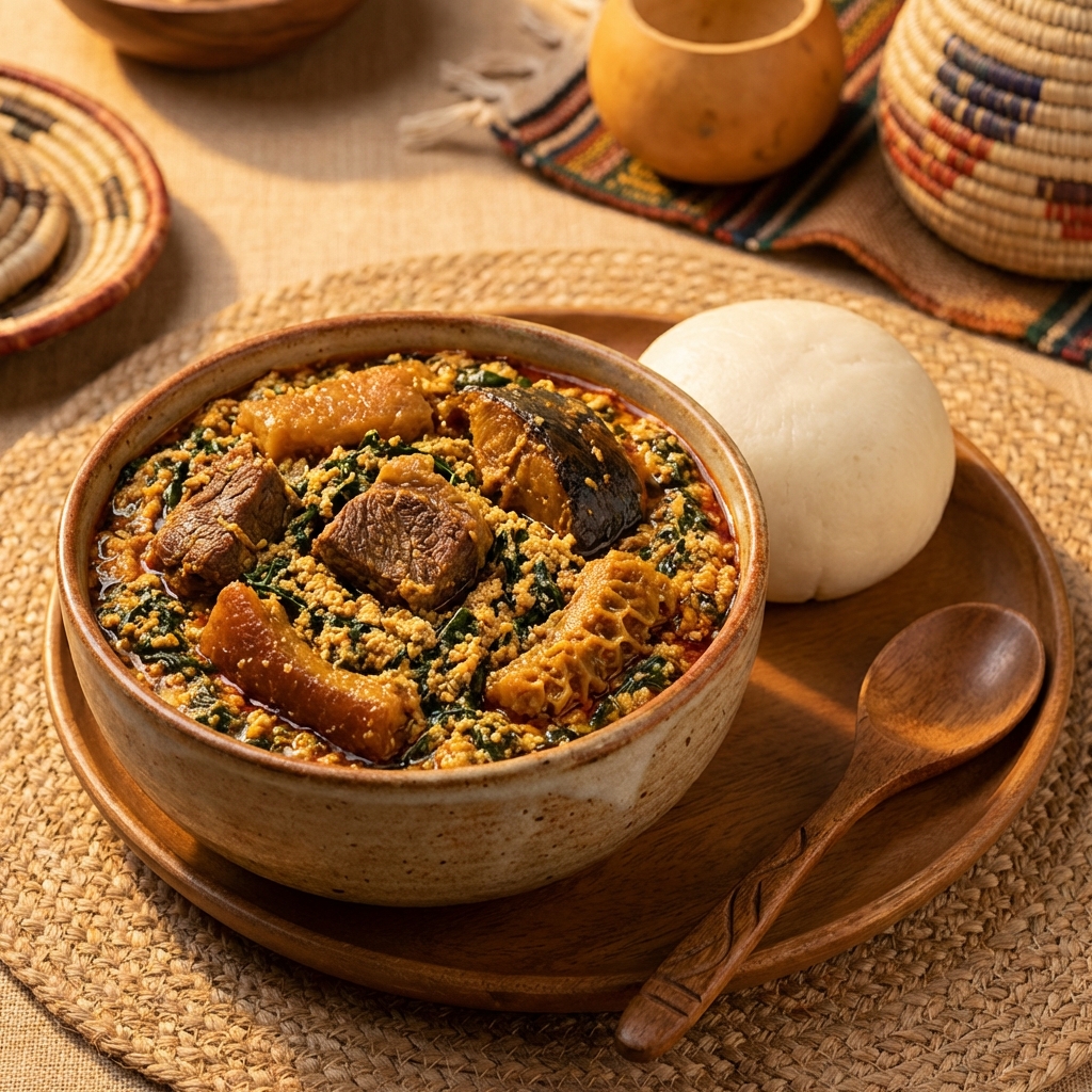 Egusi Soup with Pounded Yam